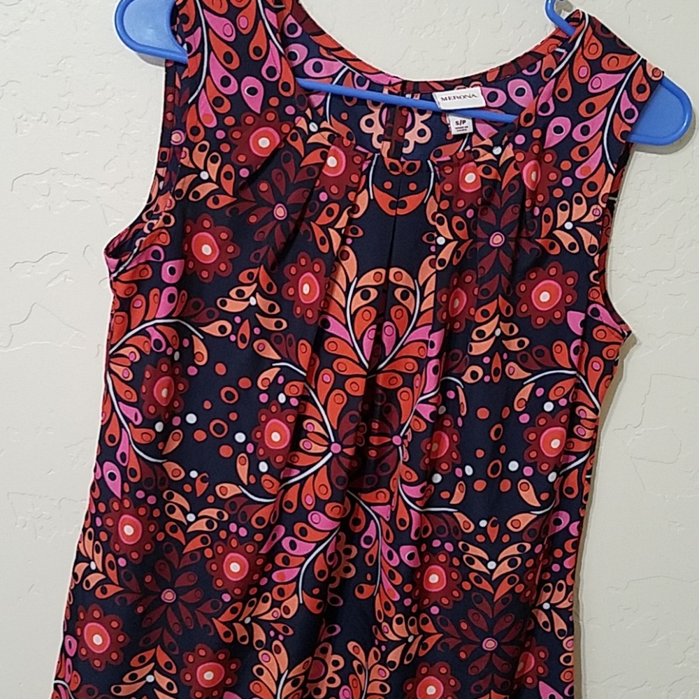 Merona Red & Pink Mod 60s Sleeveless Blouse